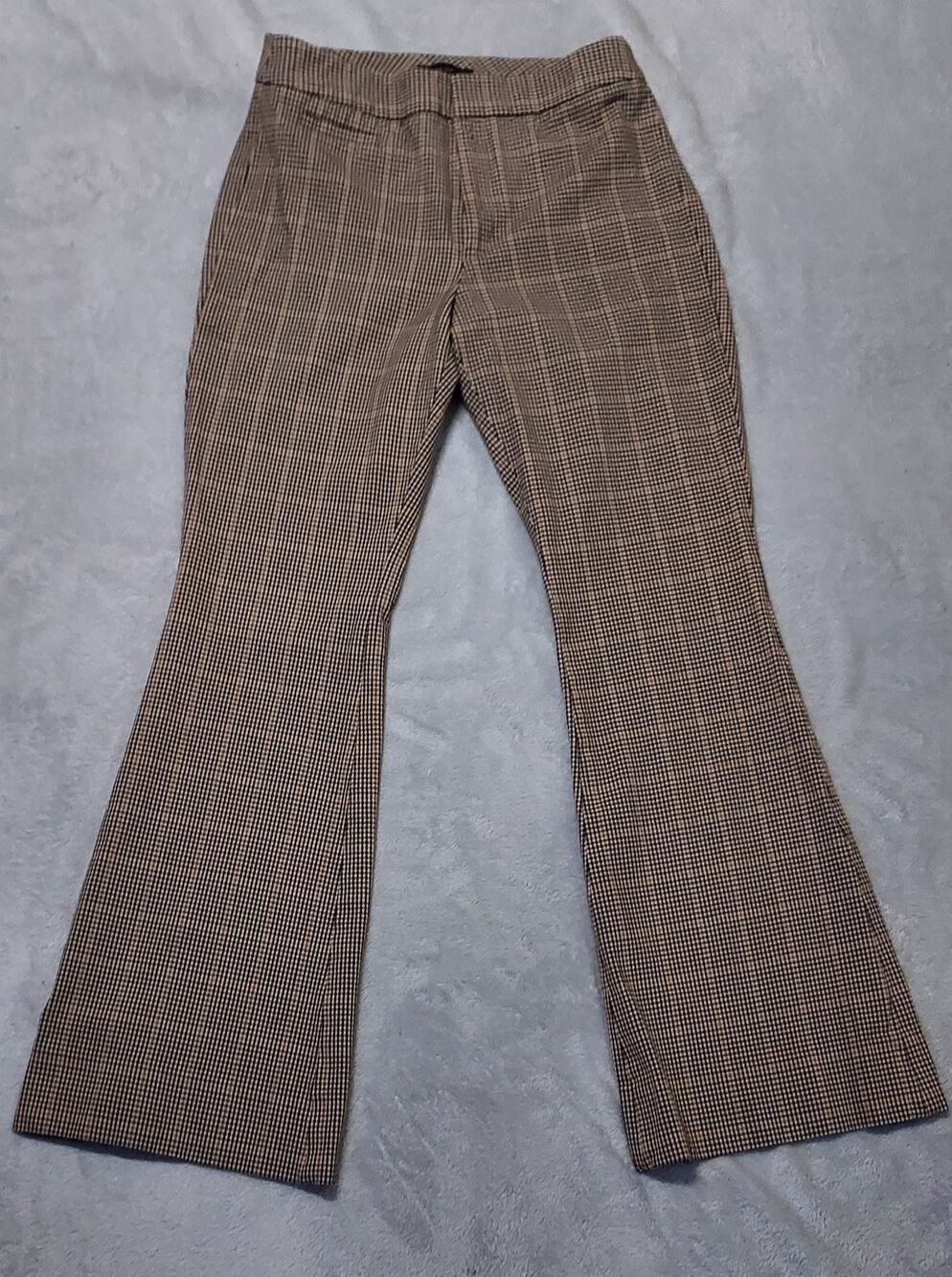 Banana Republic Brown Plaid High Rise Flare Leg Pants Size 6